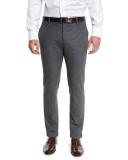Melange Flat-Front Trousers, Gray