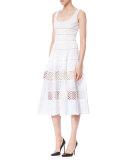 Sleeveless Eyelet A-Line Midi Dress, White