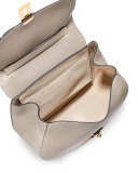 Drew Medium Grain Leather Shoulder Bag, Gray