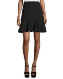 high-waist crepe mini skirt, black