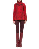 Massai-Collar Cheetah-Print Blouse, Miracle Berry