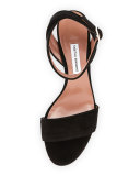 Leticia Suede 75mm City Sandal, Black