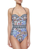 Tropical Topaz Printed Underwire One-Piece Swimsuit
