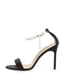 Chaos Pearly Ankle-Wrap Sandal, Black