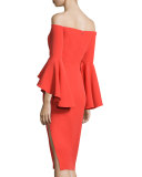 Selena Off-The-Shoulder Sheath Dress, Flame