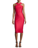 Erskine Snake-Embossed Sheath Dress, Red