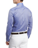 Chambray Long-Sleeve Sport Shirt, Dark Blue