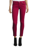 Casey Frayed Low-Rise Super-Skinny Jeans, Merlot