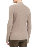 Thera Zip-Front Bomber Sweater, Dark Taupe