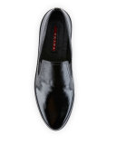 Patent Saffiano Skate Sneaker, Nero