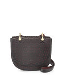 Zoe Perforated Leather Saddle Bag