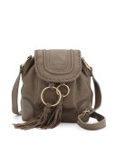 Polly Leather Flap Bucket Bag, Taupe 