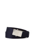 Nylon Belt w/Logo Plaque Buckle, Black