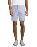 Dane 2 Striped Seersucker Shorts, Navy/White