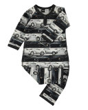 Fleming Car Stripes Jersey Coverall, Black/White, Size 3-12 Months