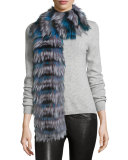 Layered Fox Fur Scarf, Blue/Black
