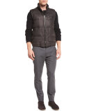 Leather Down-Filled Vest, Espresso Brown