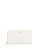 Saffiano Metal Oro Travel Wallet, White (Talco)