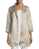 High-Collar Satin Coat, Natural