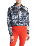 Woven Mesh-Inset Athletic Zip Jacket, Palm Shadow