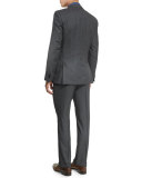 Huge Genius Slim Birdseye Three-Piece Suit, Charcoal