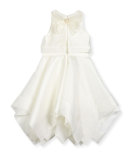 Sleeveless Organza Popover Dress, Ivory, Size 7-16