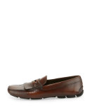 Varnished Leather Kiltie Driver W/Fringe, Brown