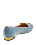 Cheeky Kitty Emoji Velvet Ballerina Flat
