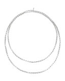 Bamboo Silver Sautoir Long Necklace, 65"
