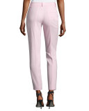 Mid-Rise Slim-Leg Pants, Pink
