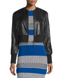 Cropped Leather Bomber Jacket