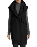 Oversized Wool-Blend Vest, Black