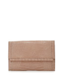 Crocodile Large Bar Clutch Bag, Nude Matte