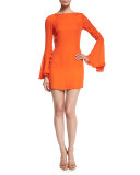 Alisa Bell-Sleeve Cocktail Dress, Persimmon Red