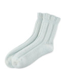 Cashmere-Blend Cozy Ruffled Bedsocks, Ice Flow