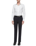 Flat-Front Wool Trousers, Navy
