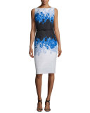 Sleeveless Floral Ombre Sheath Dress