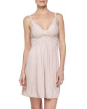 Colette Lace-Top Chemise, Pink Clay