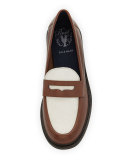 Pinch Campus Leather Penny Loafer, Sequoia/Ivory