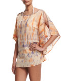 Aminta Split-Sleeve Caftan Coverup, Dusk