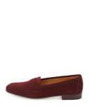Suede Penny Loafer, Burgundy