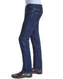 Five-Pocket Straight-Leg Denim Jeans, Indigo