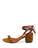 Rockstud Rolling Embroidered 60mm City Sandal