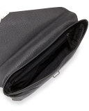 Saffiano Leather Briefcase, Black 