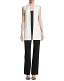 Evie Fluid Crepe Flare-Leg Pants, Black