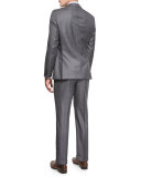 Huge Genius Slim-Fit Basic Sharkskin Suit, Gray/Teal