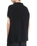 Funnel-Neck Cape-Sleeve Sweater