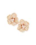 Diamond Pansy Flower Earrings in 18K Rose Gold