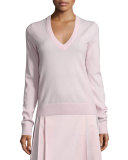 V-Neck Slash-Back Cashmere Sweater, Blush