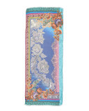 Floral Paisley Dip-Dye Scarf, Turquoise